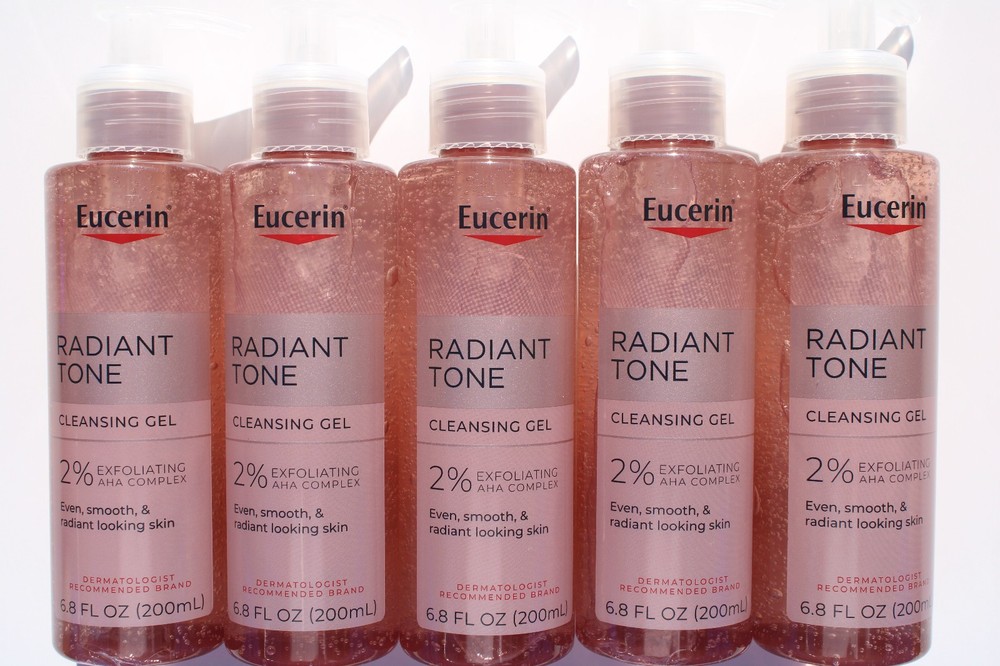 5x Eucerin Radiant Tone Face Cleanser Gel with 2% Exfoliating AHA Complex 200ml
